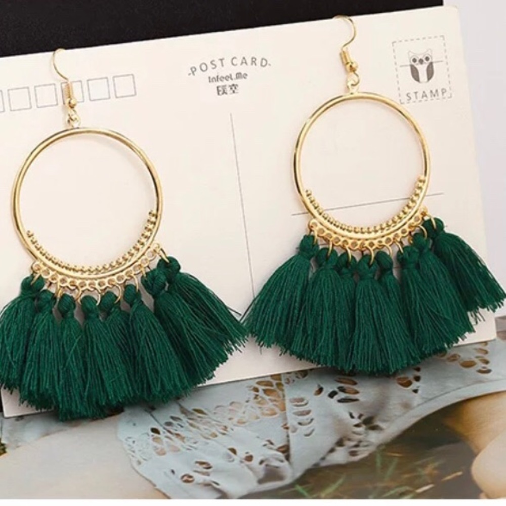 Vintage Elegant Bohemian Tassel Hoop Earrings